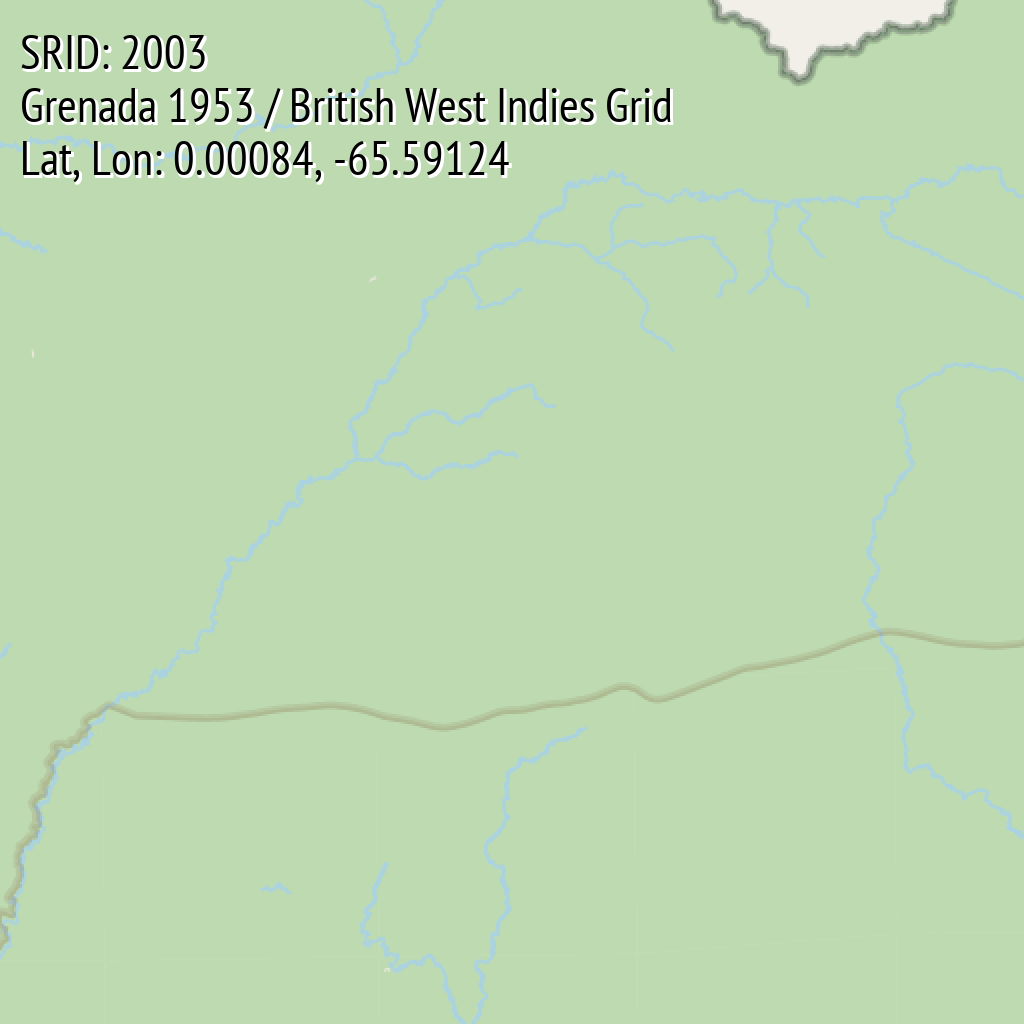 Grenada 1953 / British West Indies Grid (SRID: 2003, Lat, Lon: 0.00084, -65.59124)