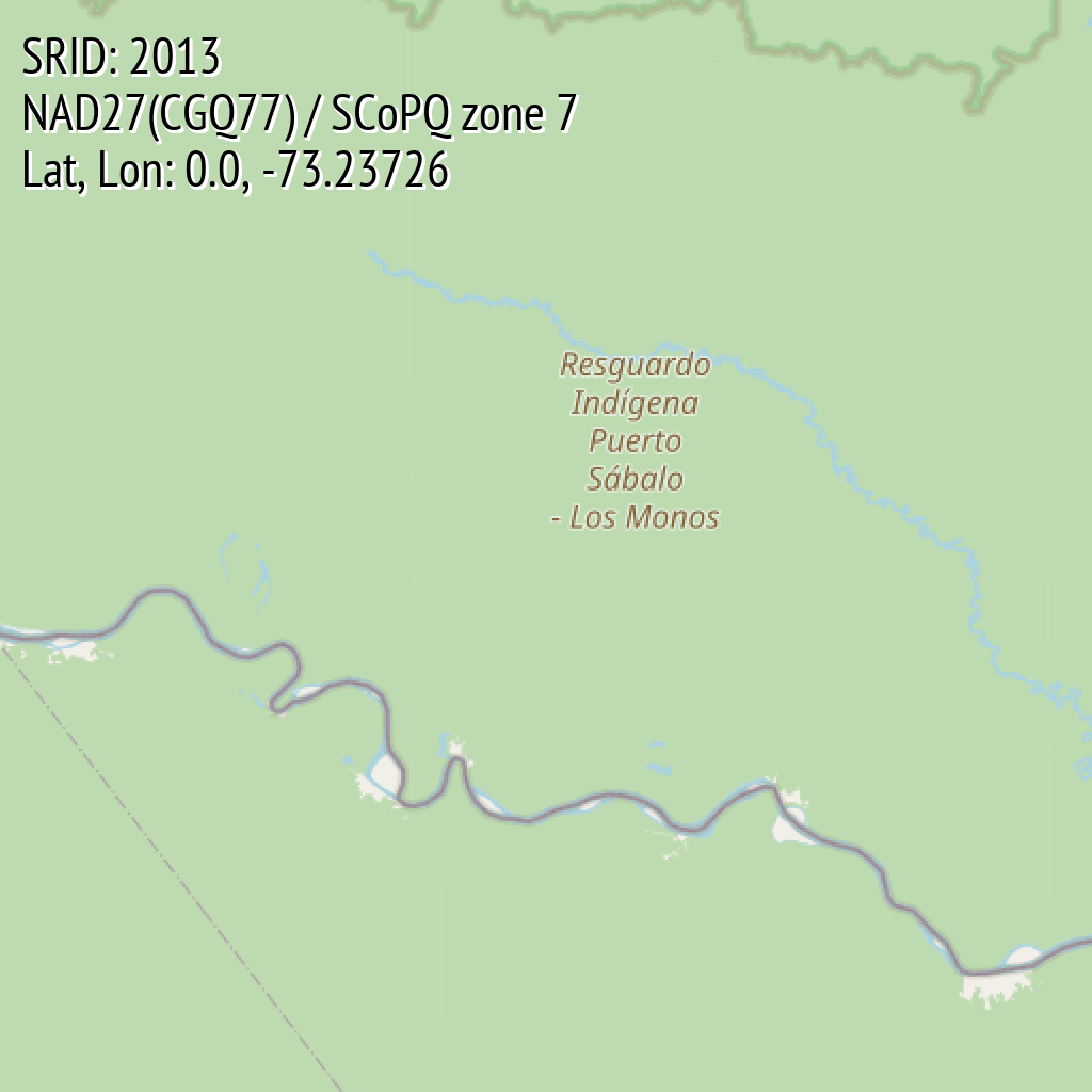 NAD27(CGQ77) / SCoPQ zone 7 (SRID: 2013, Lat, Lon: 0.0, -73.23726)