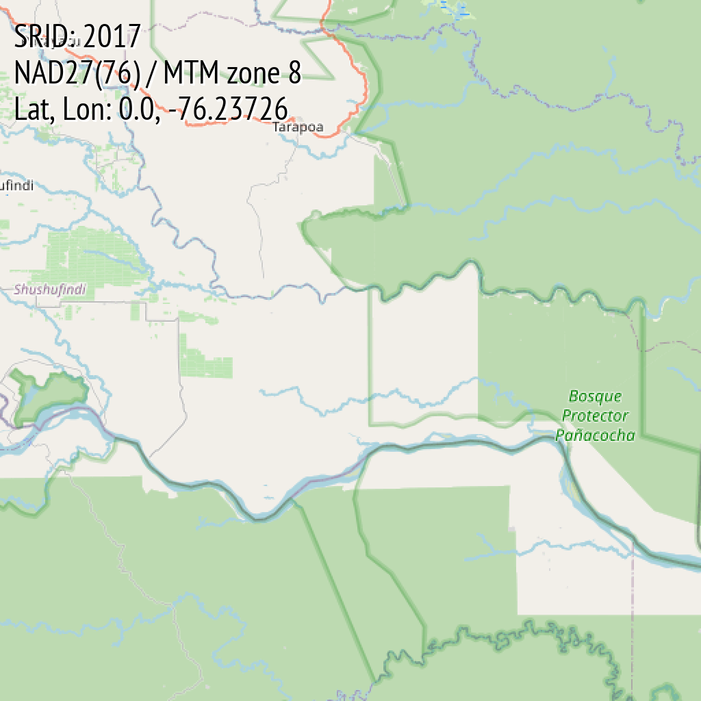 NAD27(76) / MTM zone 8 (SRID: 2017, Lat, Lon: 0.0, -76.23726)