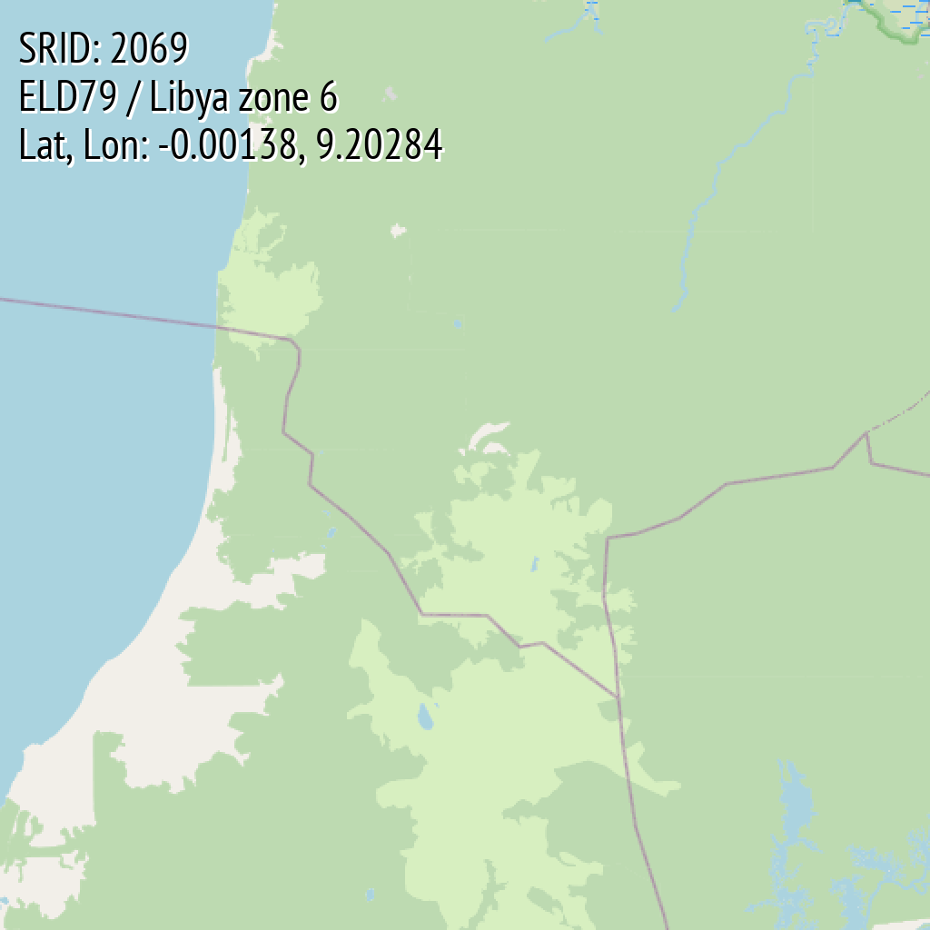 ELD79 / Libya zone 6 (SRID: 2069, Lat, Lon: -0.00138, 9.20284)