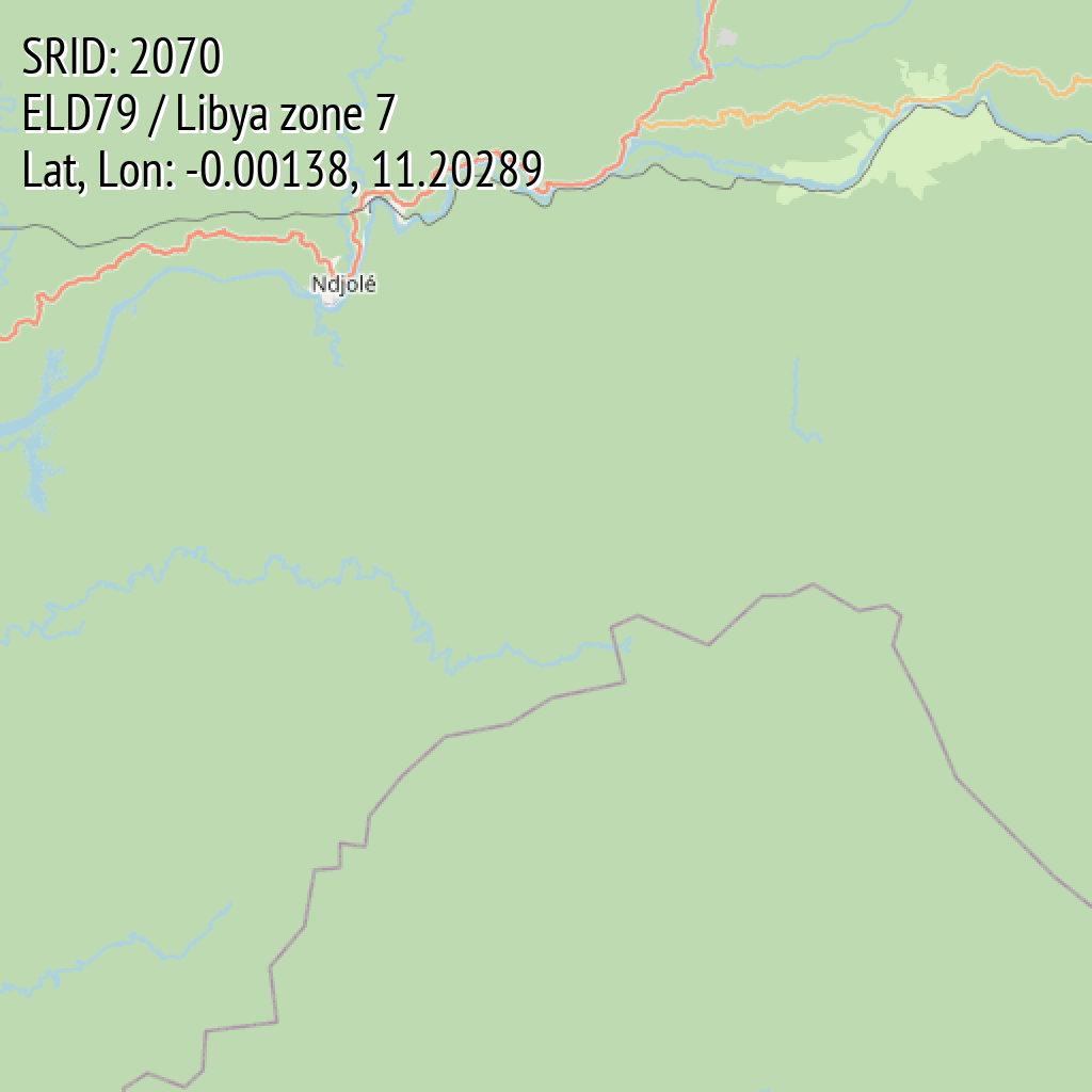 ELD79 / Libya zone 7 (SRID: 2070, Lat, Lon: -0.00138, 11.20289)