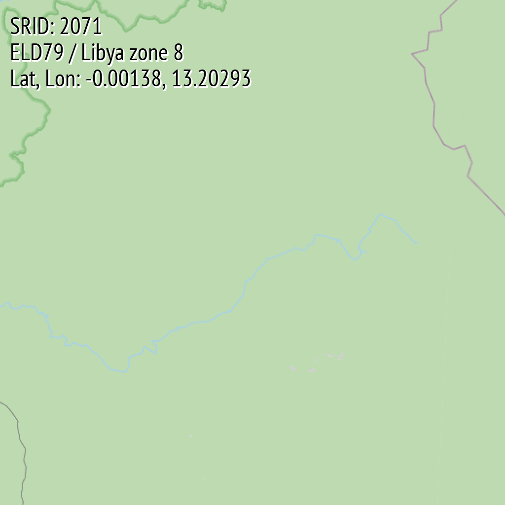 ELD79 / Libya zone 8 (SRID: 2071, Lat, Lon: -0.00138, 13.20293)