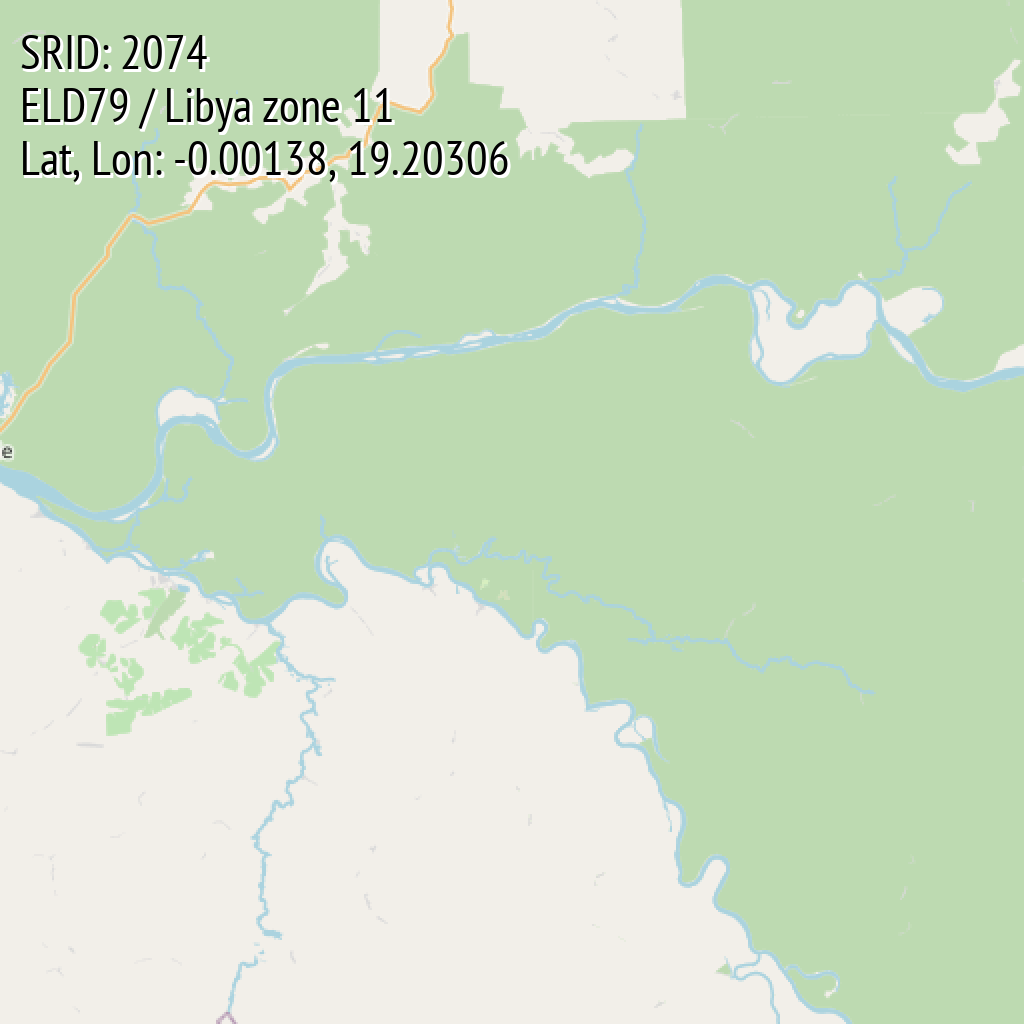 ELD79 / Libya zone 11 (SRID: 2074, Lat, Lon: -0.00138, 19.20306)