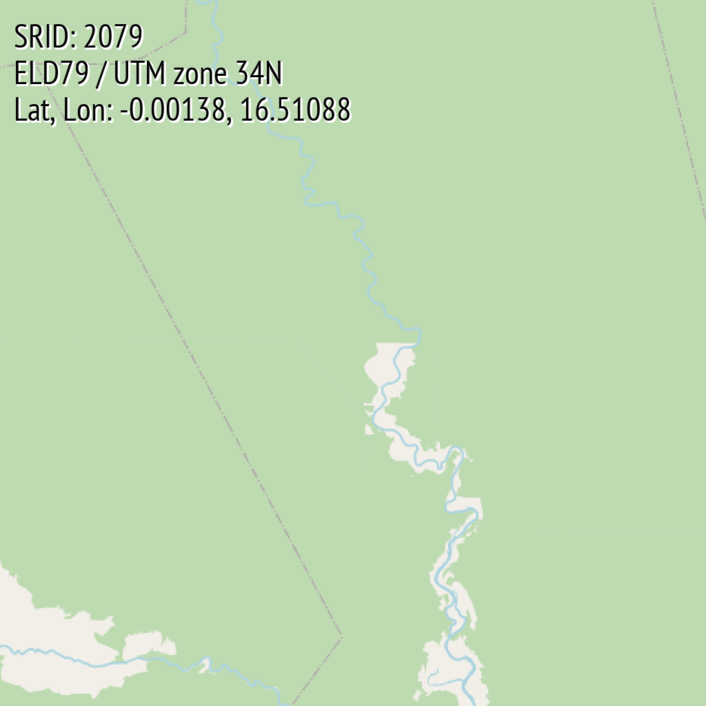 ELD79 / UTM zone 34N (SRID: 2079, Lat, Lon: -0.00138, 16.51088)