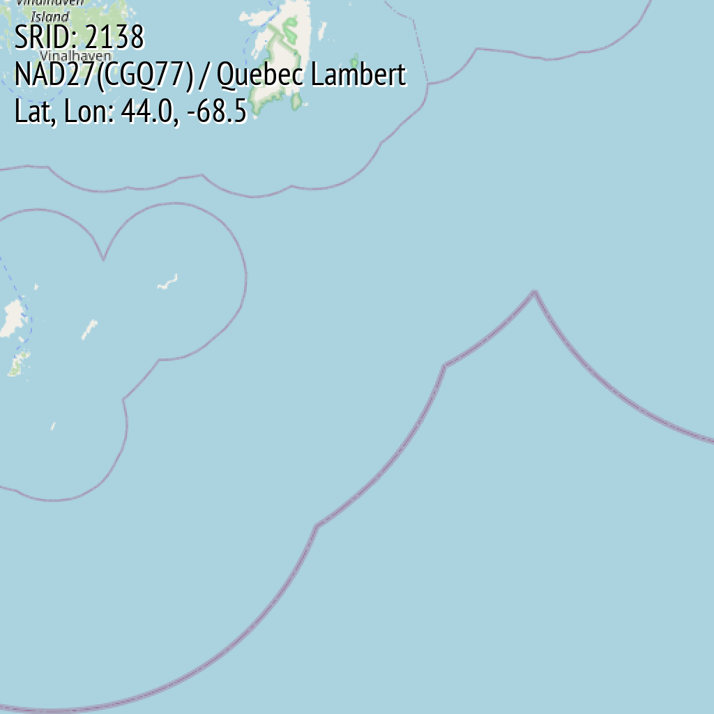 NAD27(CGQ77) / Quebec Lambert (SRID: 2138, Lat, Lon: 44.0, -68.5)