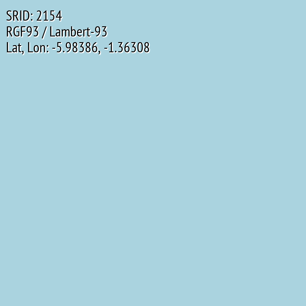 RGF93 / Lambert-93 (SRID: 2154, Lat, Lon: -5.98386, -1.36308)