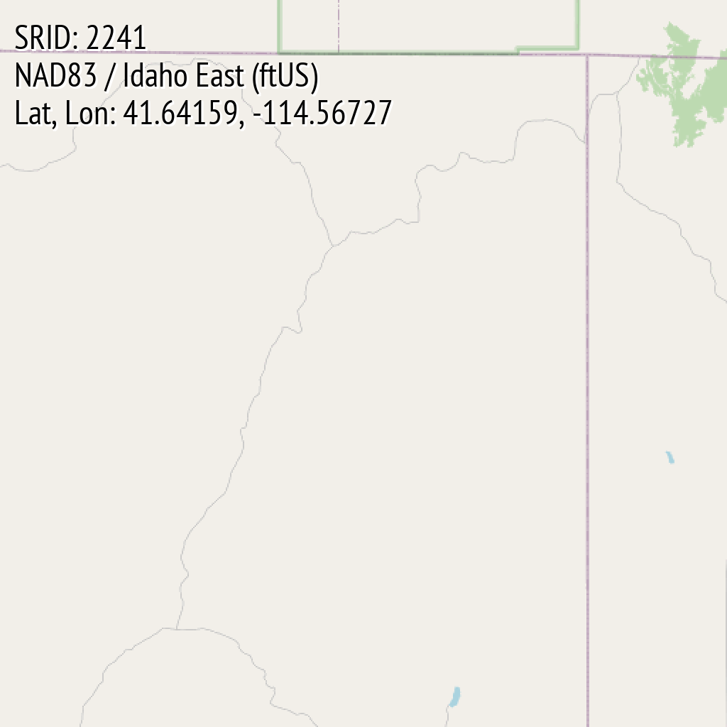 NAD83 / Idaho East (ftUS) (SRID: 2241, Lat, Lon: 41.64159, -114.56727)