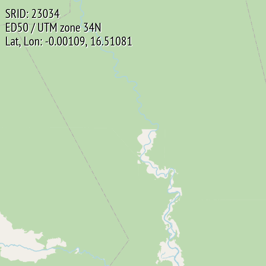 ED50 / UTM zone 34N (SRID: 23034, Lat, Lon: -0.00109, 16.51081)