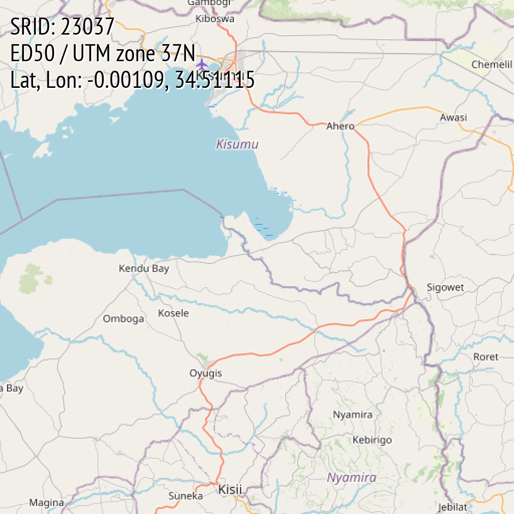 ED50 / UTM zone 37N (SRID: 23037, Lat, Lon: -0.00109, 34.51115)