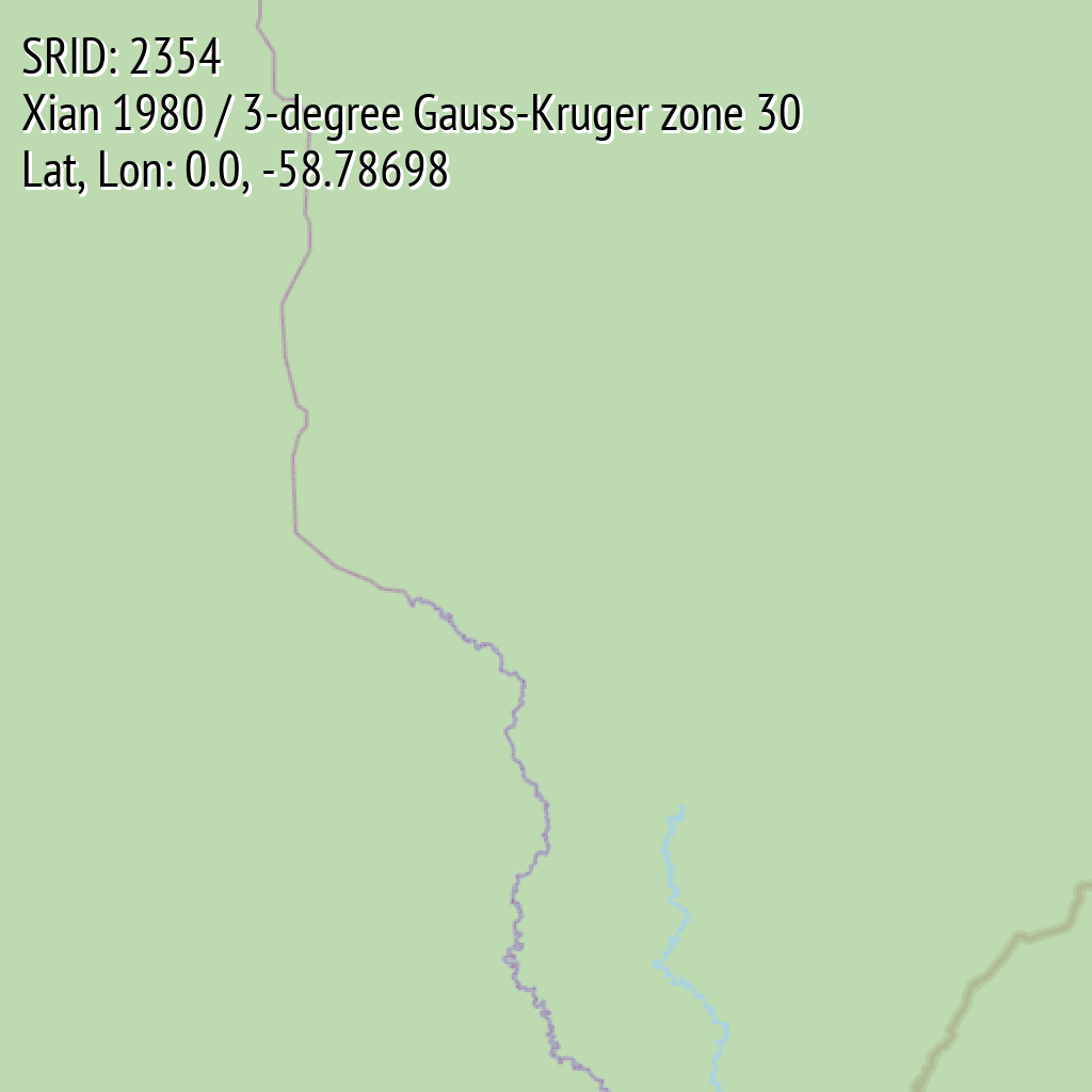 Xian 1980 / 3-degree Gauss-Kruger zone 30 (SRID: 2354, Lat, Lon: 0.0, -58.78698)