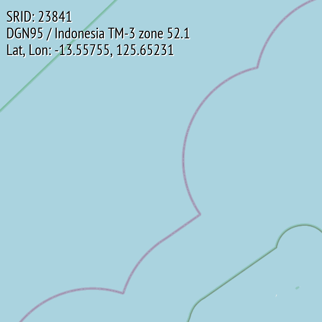 DGN95 / Indonesia TM-3 zone 52.1 (SRID: 23841, Lat, Lon: -13.55755, 125.65231)