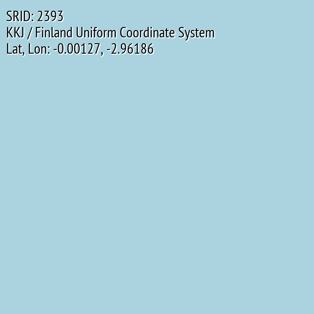 KKJ / Finland Uniform Coordinate System (SRID: 2393, Lat, Lon: -0.00127, -2.96186)