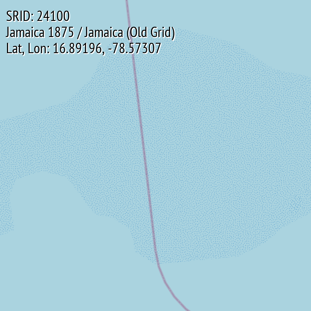 Jamaica 1875 / Jamaica (Old Grid) (SRID: 24100, Lat, Lon: 16.89196, -78.57307)