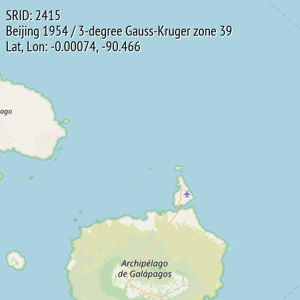 Beijing 1954 / 3-degree Gauss-Kruger zone 39 (SRID: 2415, Lat, Lon: -0.00074, -90.466)
