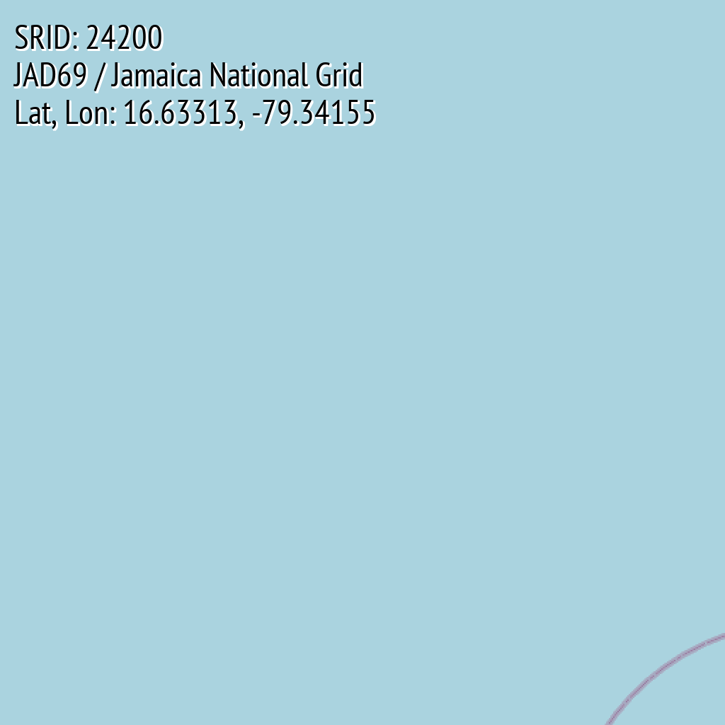 JAD69 / Jamaica National Grid (SRID: 24200, Lat, Lon: 16.63313, -79.34155)