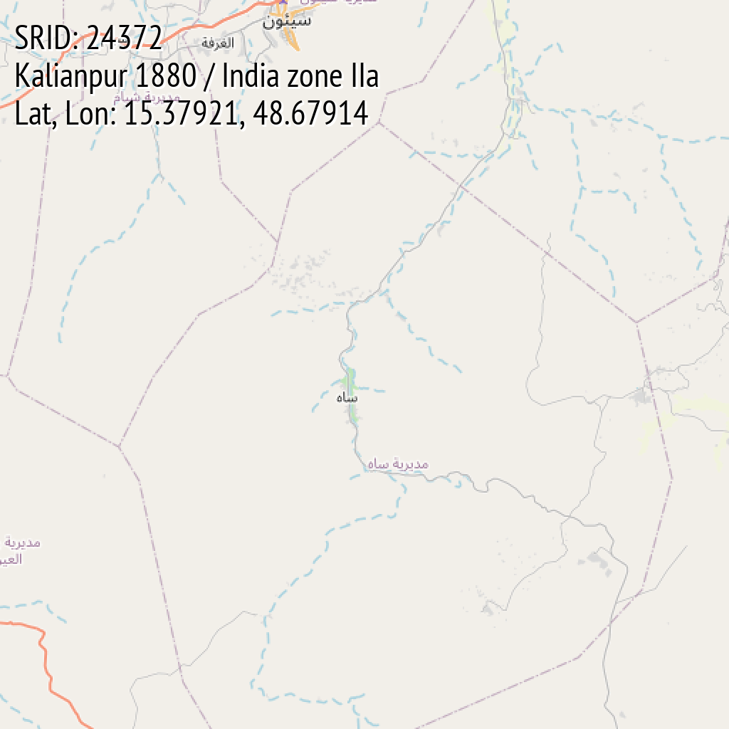 Kalianpur 1880 / India zone IIa (SRID: 24372, Lat, Lon: 15.37921, 48.67914)