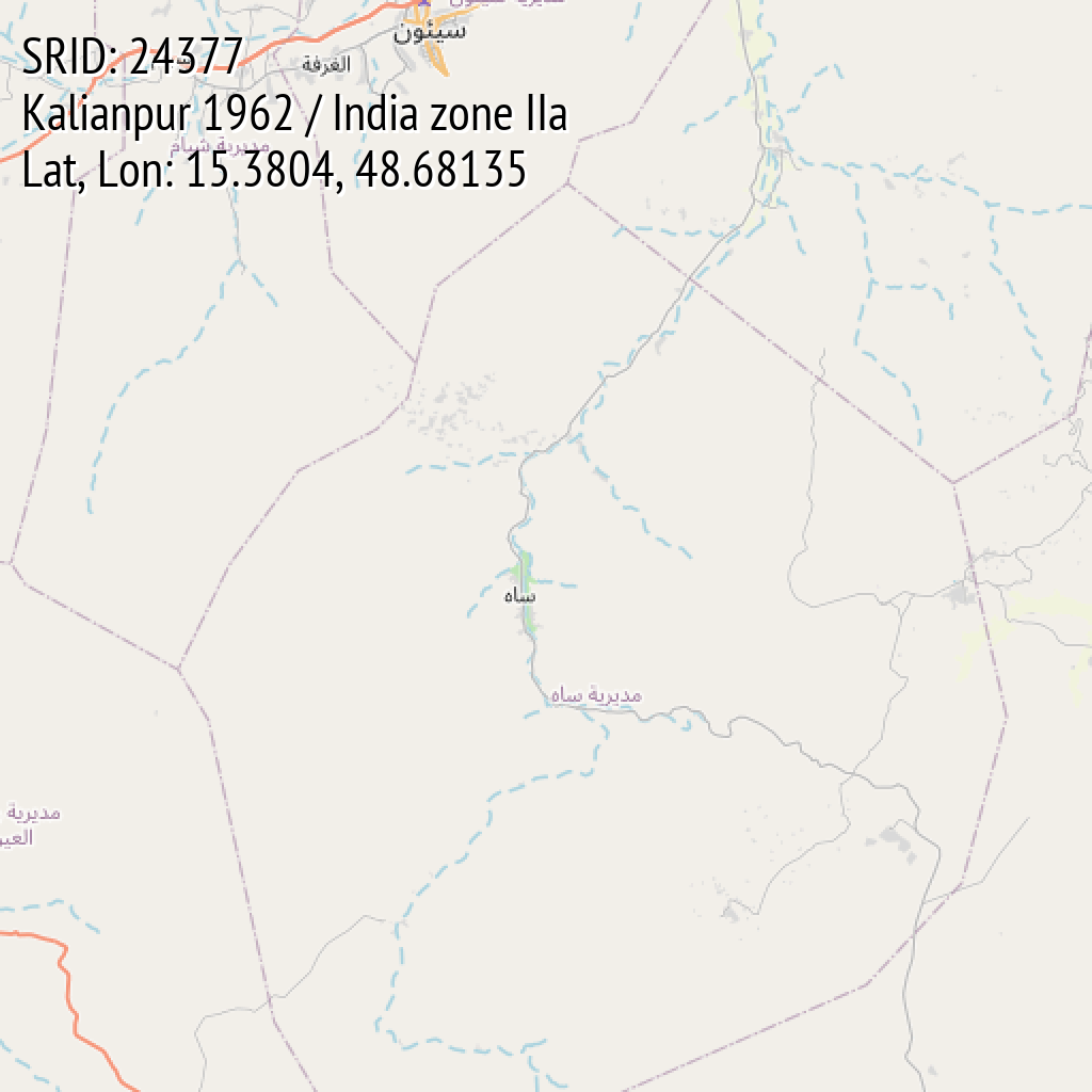 Kalianpur 1962 / India zone IIa (SRID: 24377, Lat, Lon: 15.3804, 48.68135)
