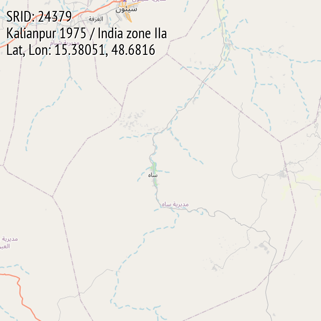 Kalianpur 1975 / India zone IIa (SRID: 24379, Lat, Lon: 15.38051, 48.6816)