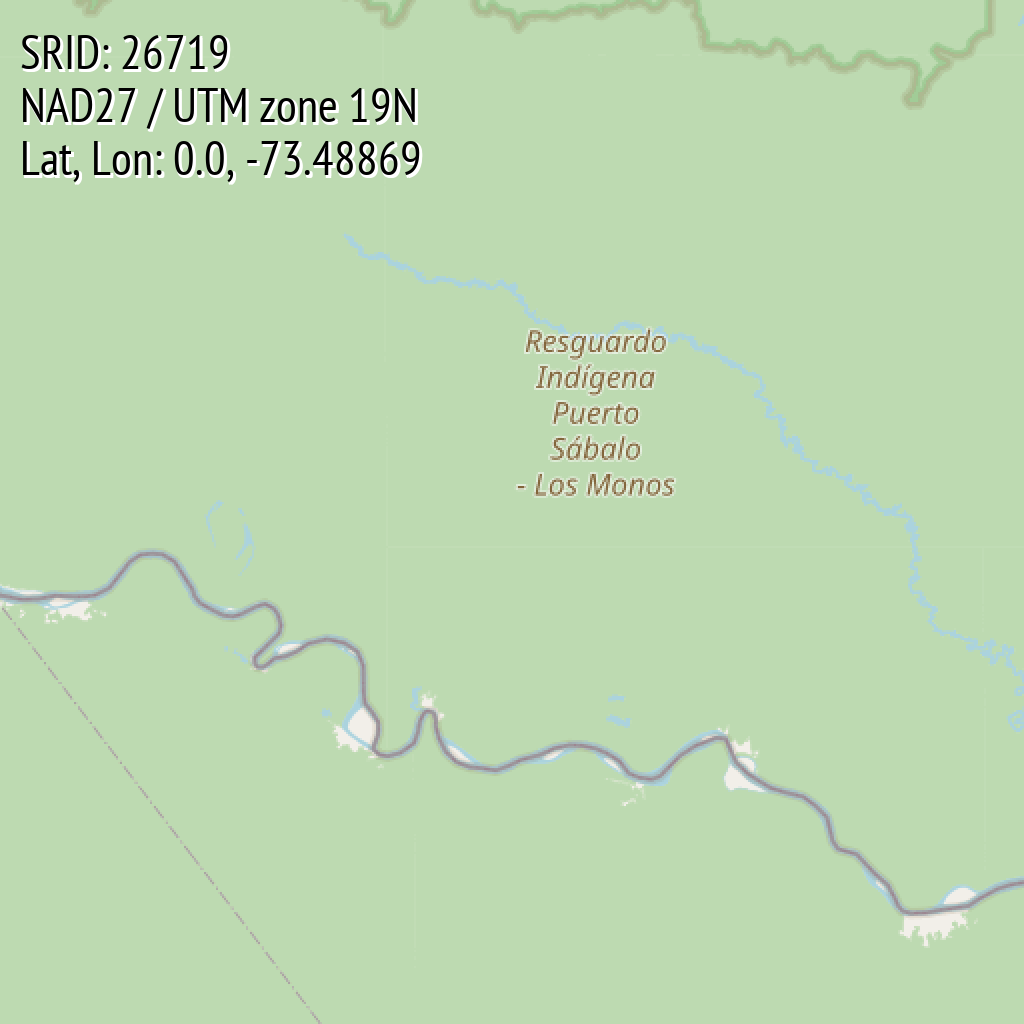 NAD27 / UTM zone 19N (SRID: 26719, Lat, Lon: 0.0, -73.48869)