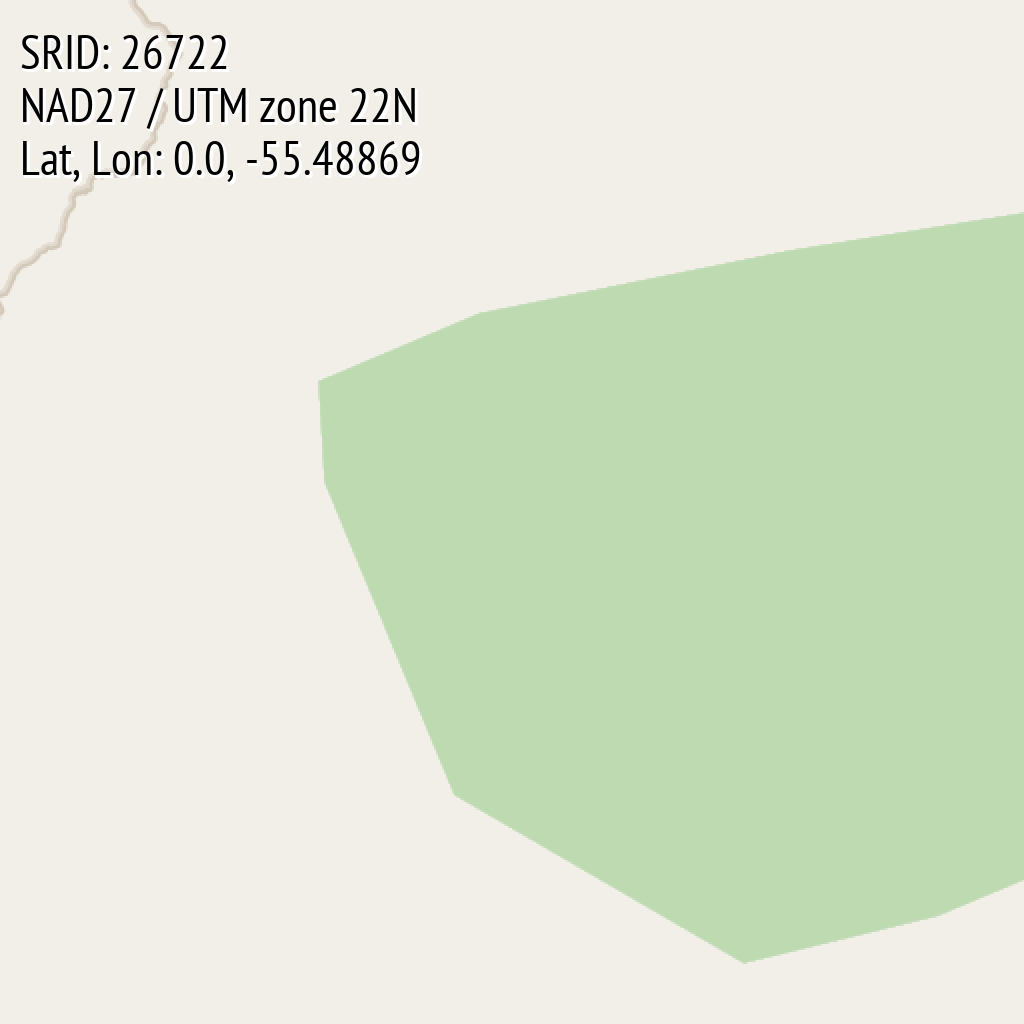 NAD27 / UTM zone 22N (SRID: 26722, Lat, Lon: 0.0, -55.48869)