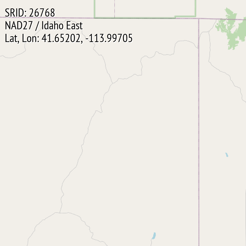 NAD27 / Idaho East (SRID: 26768, Lat, Lon: 41.65202, -113.99705)