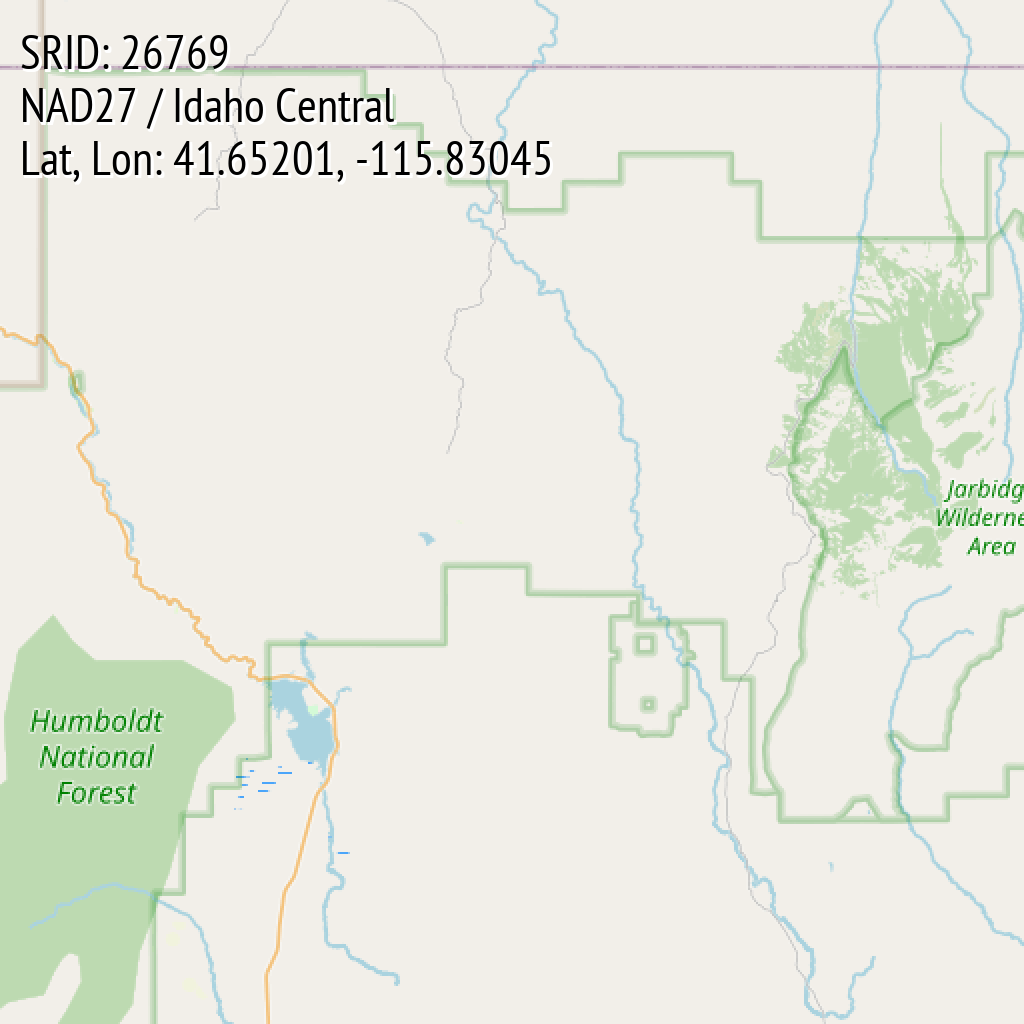 NAD27 / Idaho Central (SRID: 26769, Lat, Lon: 41.65201, -115.83045)