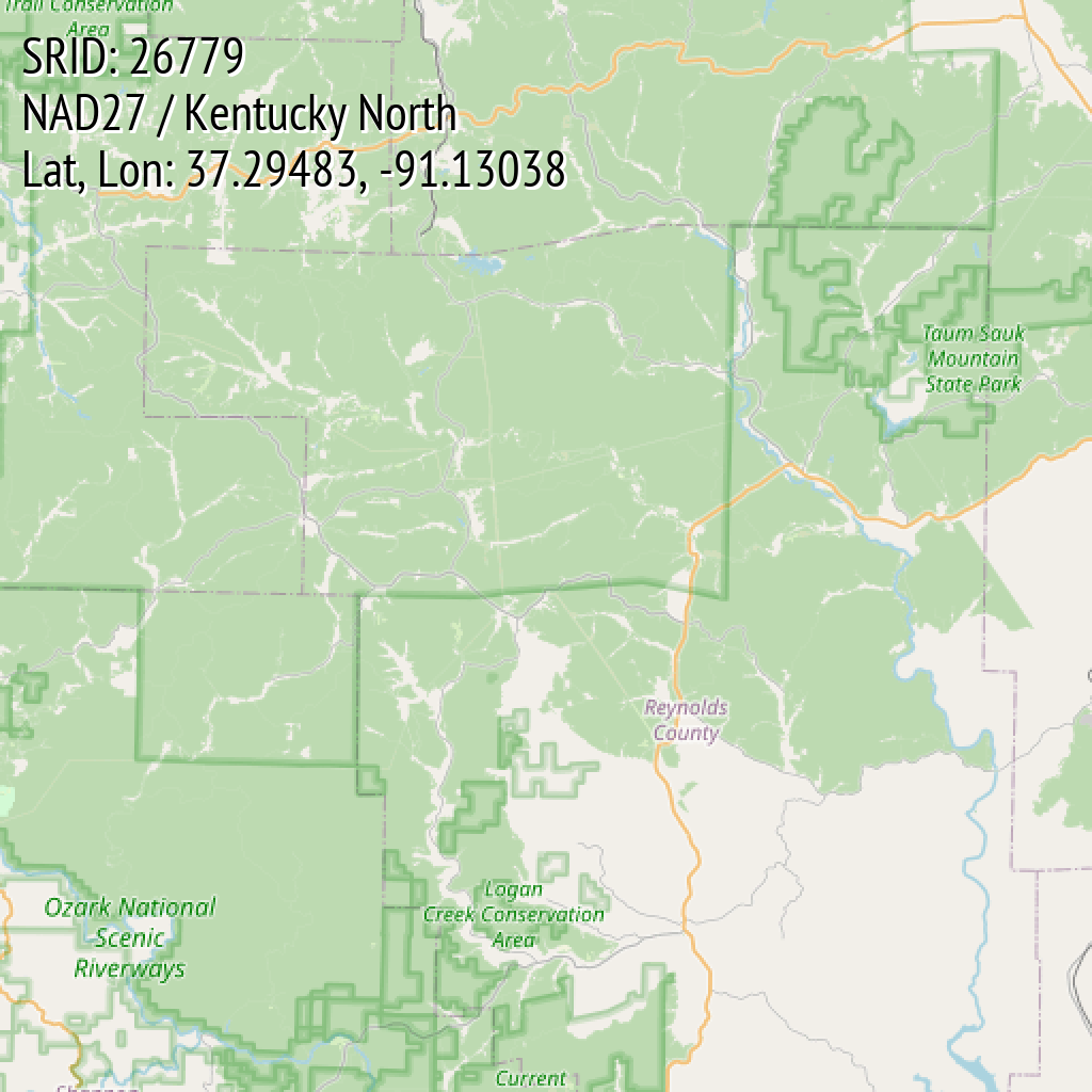 NAD27 / Kentucky North (SRID: 26779, Lat, Lon: 37.29483, -91.13038)