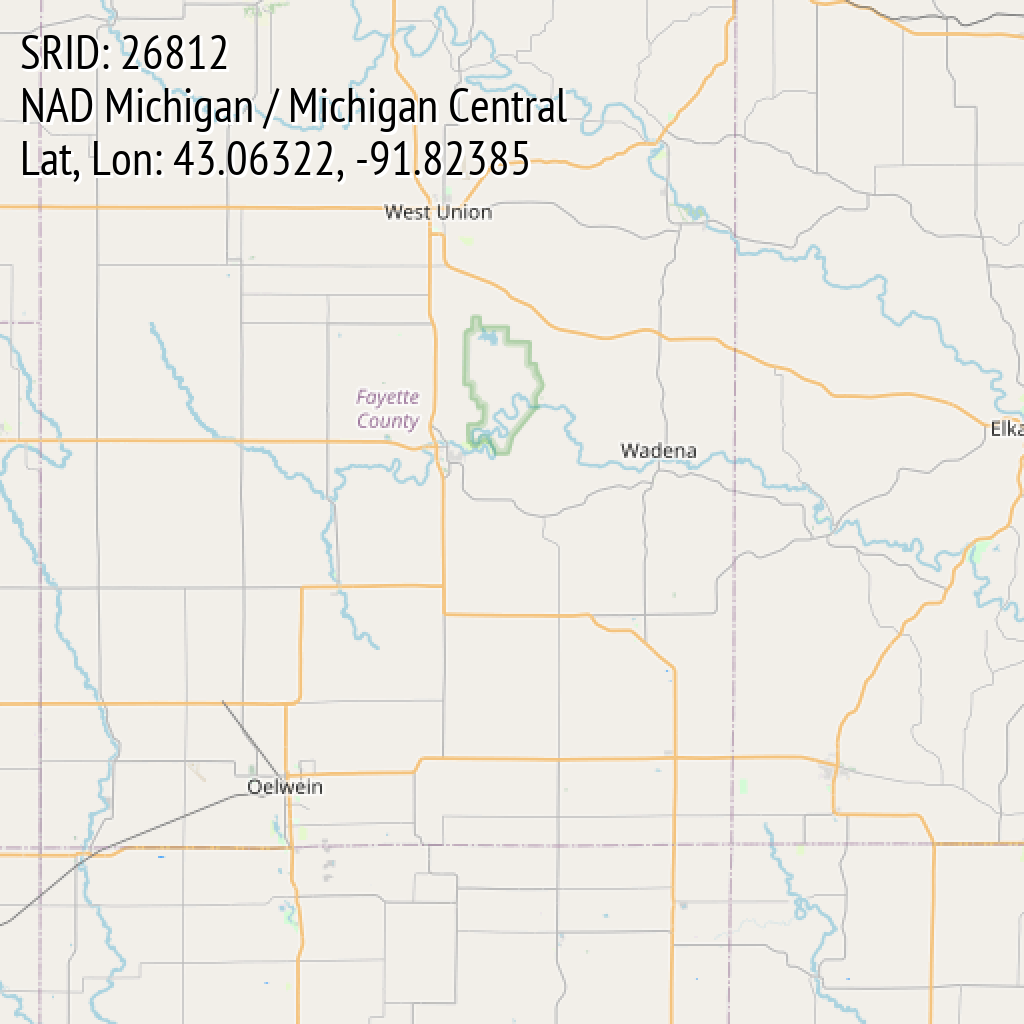 NAD Michigan / Michigan Central (SRID: 26812, Lat, Lon: 43.06322, -91.82385)