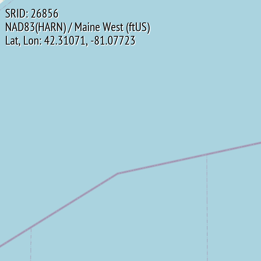 NAD83(HARN) / Maine West (ftUS) (SRID: 26856, Lat, Lon: 42.31071, -81.07723)