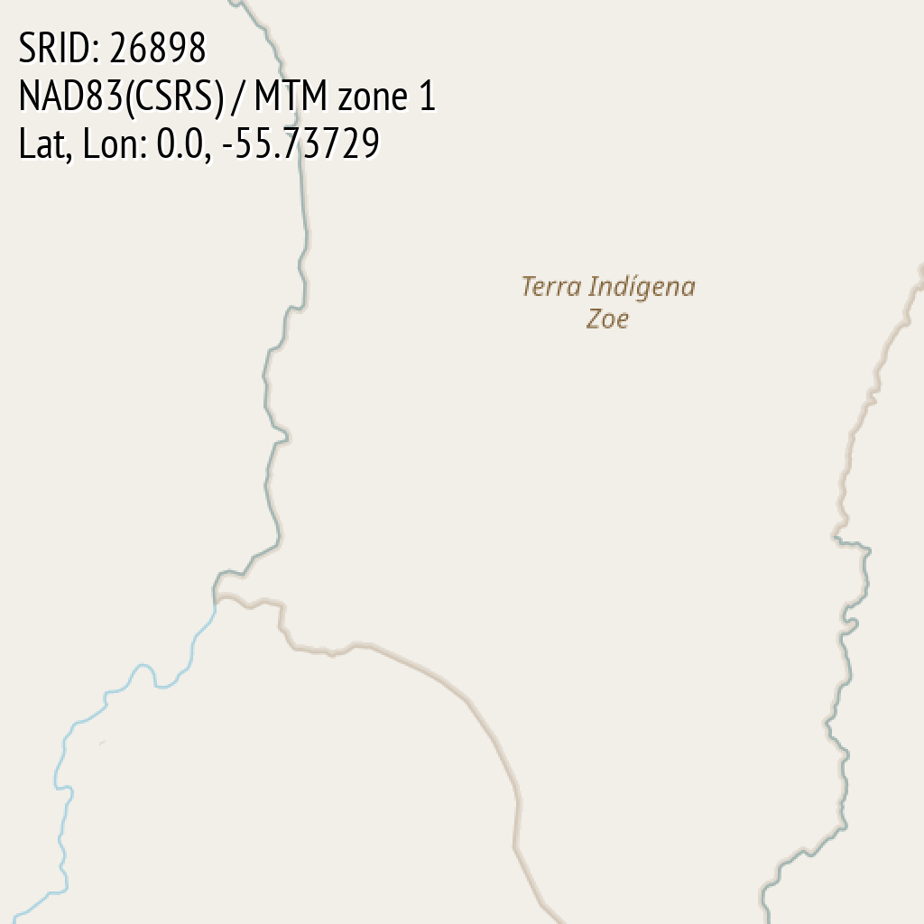 NAD83(CSRS) / MTM zone 1 (SRID: 26898, Lat, Lon: 0.0, -55.73729)