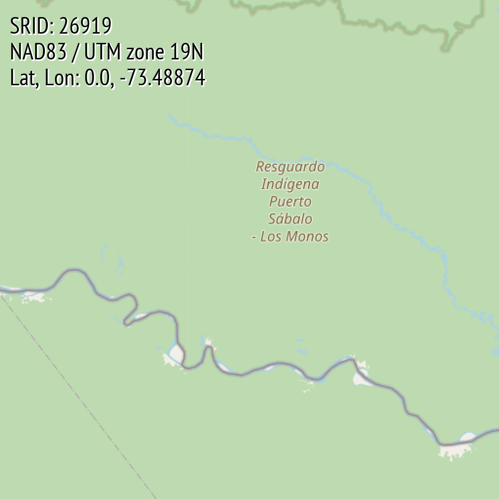 NAD83 / UTM zone 19N (SRID: 26919, Lat, Lon: 0.0, -73.48874)