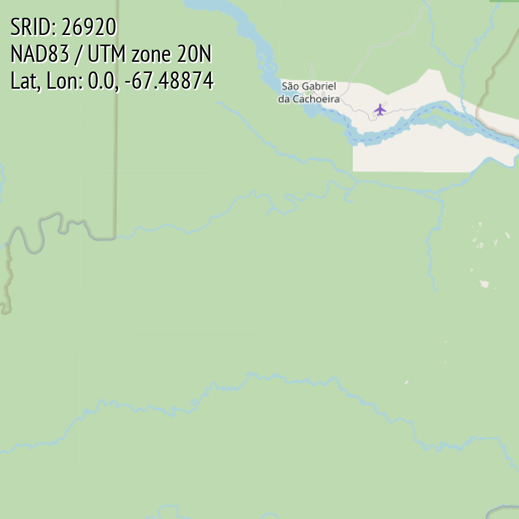 NAD83 / UTM zone 20N (SRID: 26920, Lat, Lon: 0.0, -67.48874)