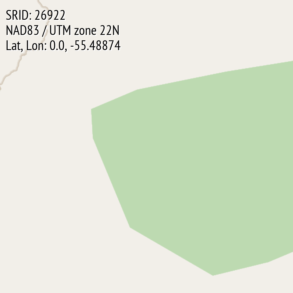 NAD83 / UTM zone 22N (SRID: 26922, Lat, Lon: 0.0, -55.48874)
