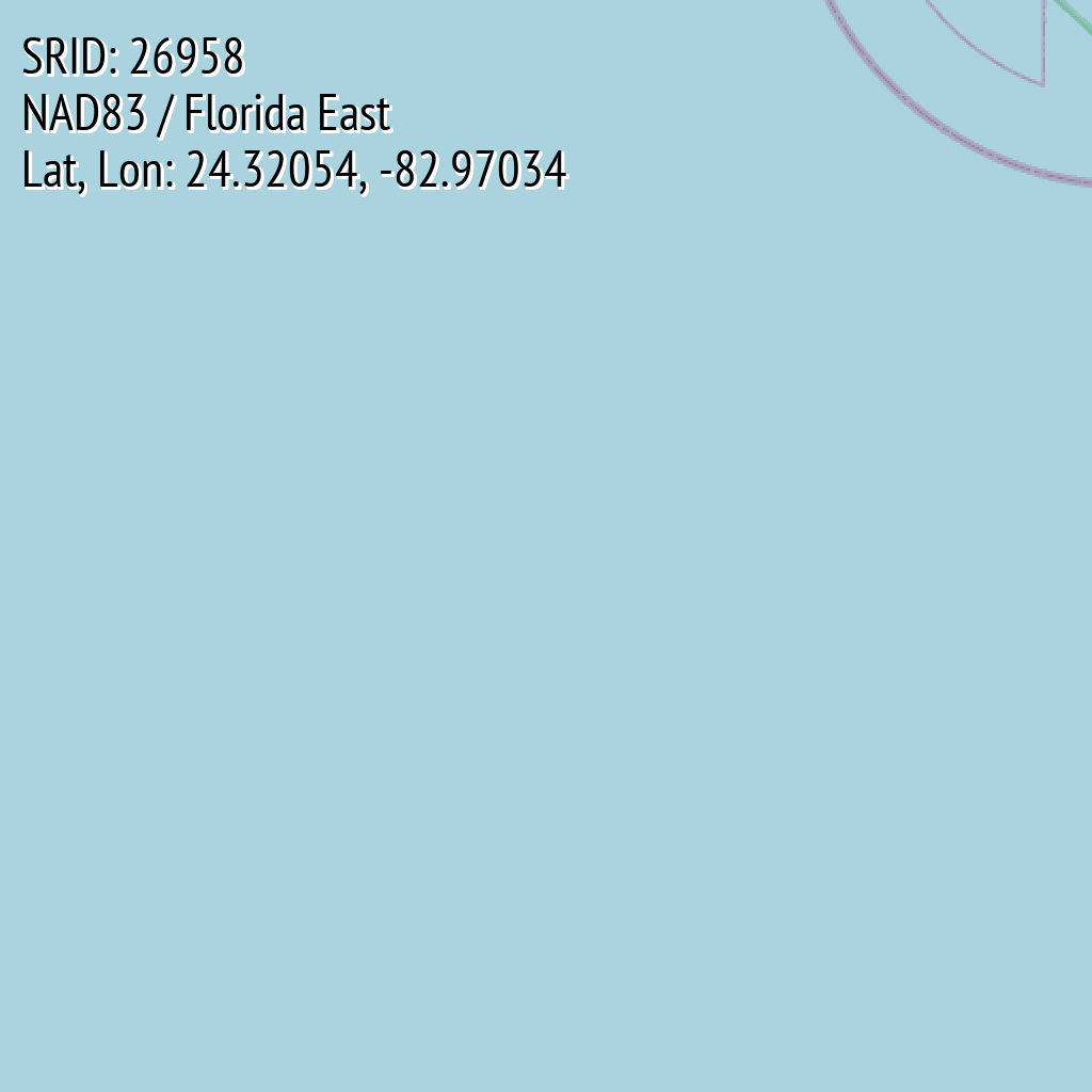 NAD83 / Florida East (SRID: 26958, Lat, Lon: 24.32054, -82.97034)