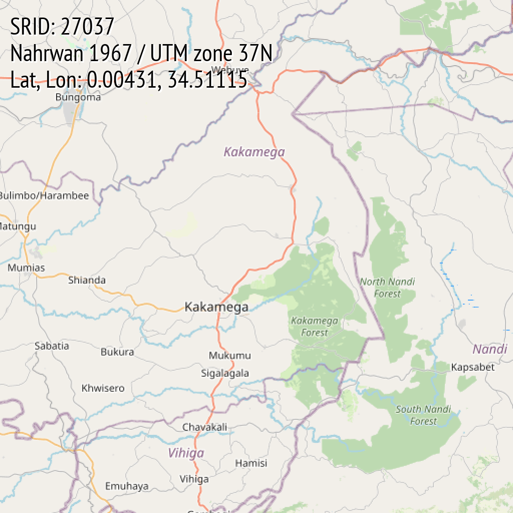 Nahrwan 1967 / UTM zone 37N (SRID: 27037, Lat, Lon: 0.00431, 34.51115)