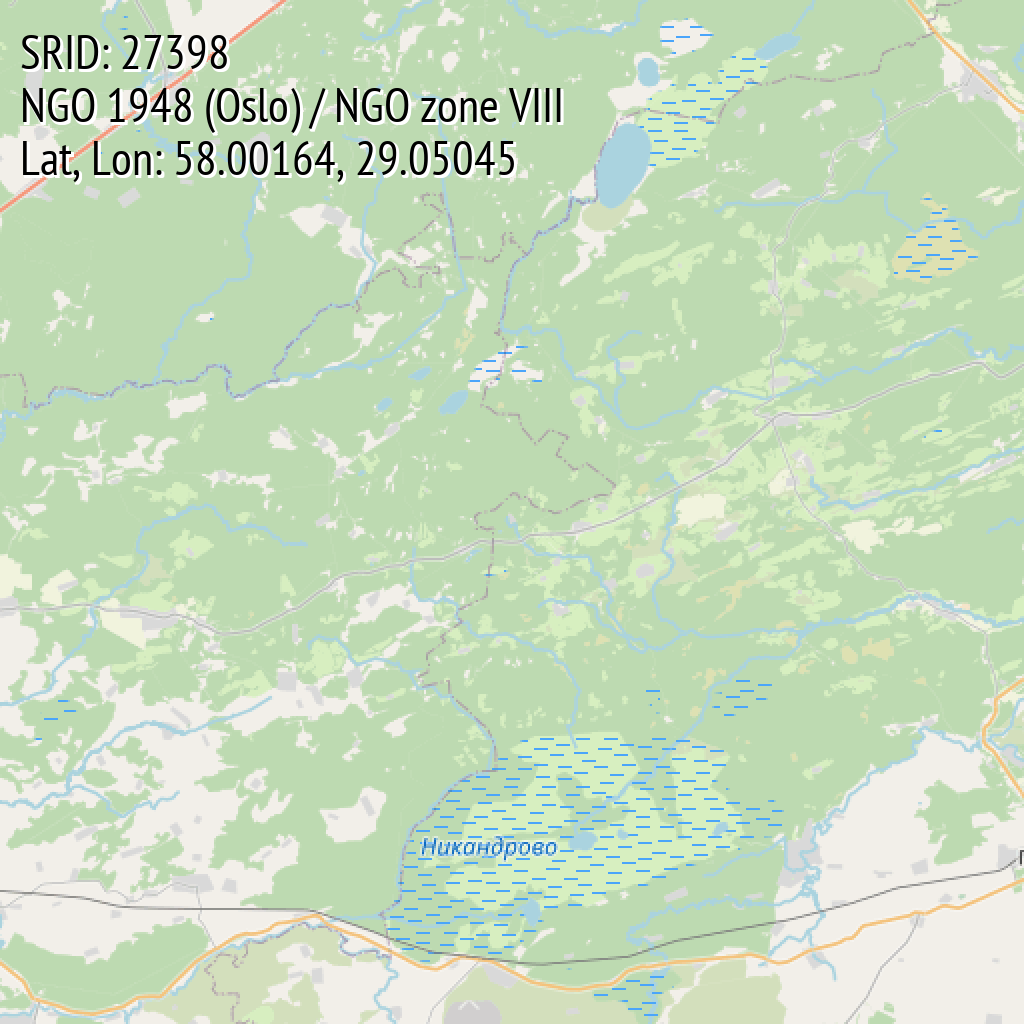 NGO 1948 (Oslo) / NGO zone VIII (SRID: 27398, Lat, Lon: 58.00164, 29.05045)