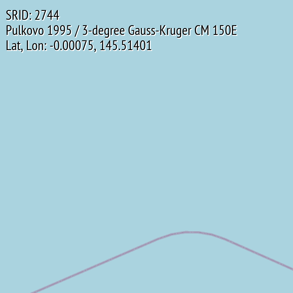 Pulkovo 1995 / 3-degree Gauss-Kruger CM 150E (SRID: 2744, Lat, Lon: -0.00075, 145.51401)