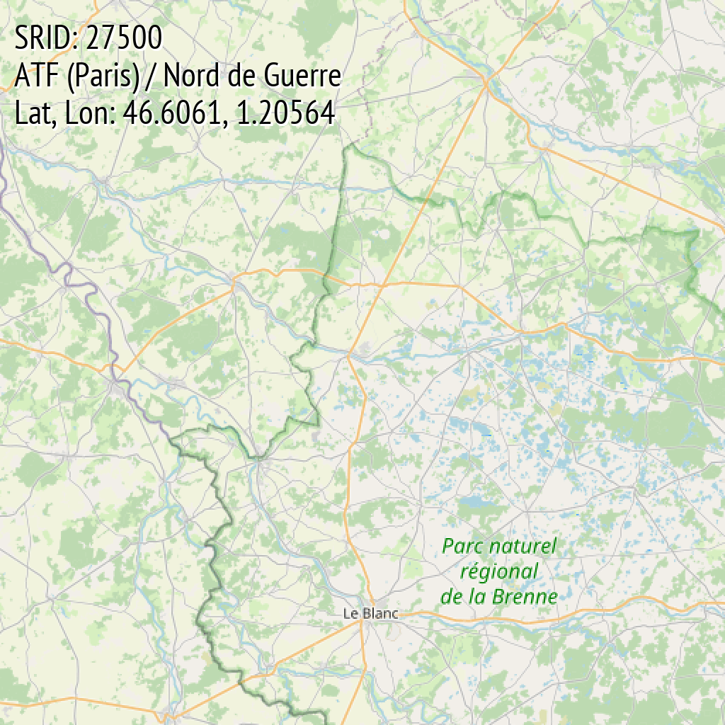 ATF (Paris) / Nord de Guerre (SRID: 27500, Lat, Lon: 46.6061, 1.20564)