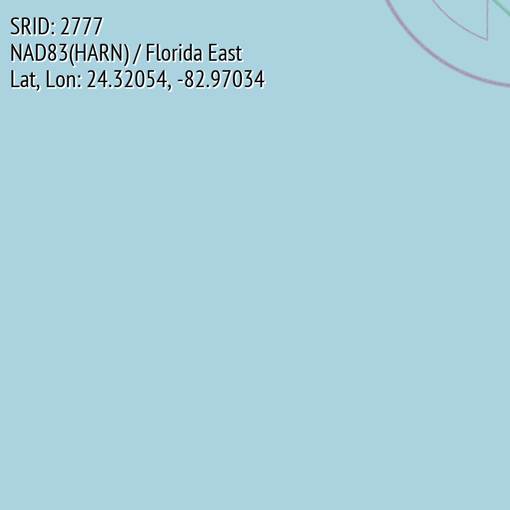 NAD83(HARN) / Florida East (SRID: 2777, Lat, Lon: 24.32054, -82.97034)