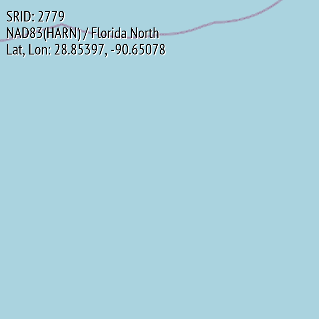 NAD83(HARN) / Florida North (SRID: 2779, Lat, Lon: 28.85397, -90.65078)