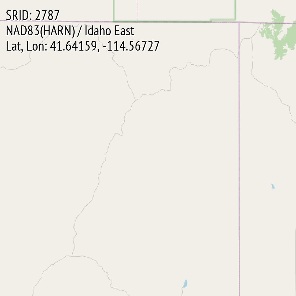 NAD83(HARN) / Idaho East (SRID: 2787, Lat, Lon: 41.64159, -114.56727)
