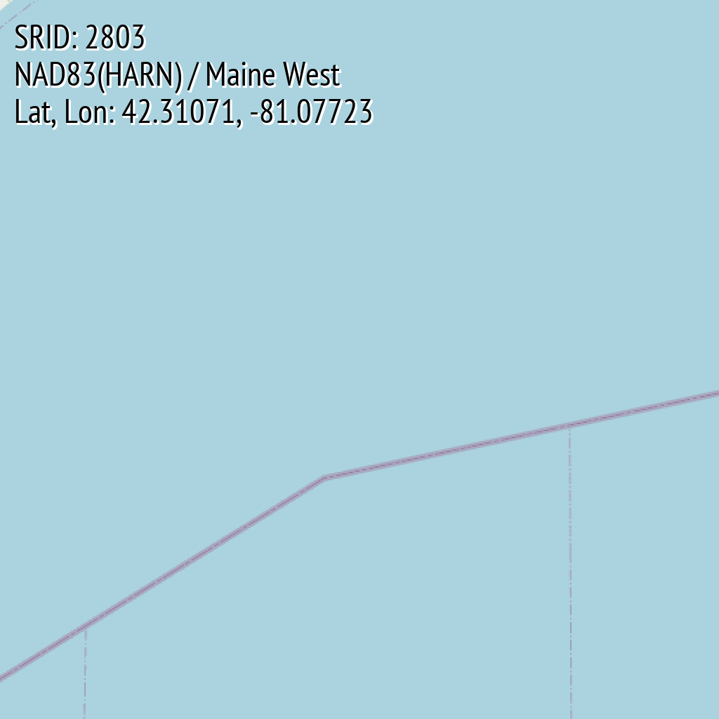 NAD83(HARN) / Maine West (SRID: 2803, Lat, Lon: 42.31071, -81.07723)
