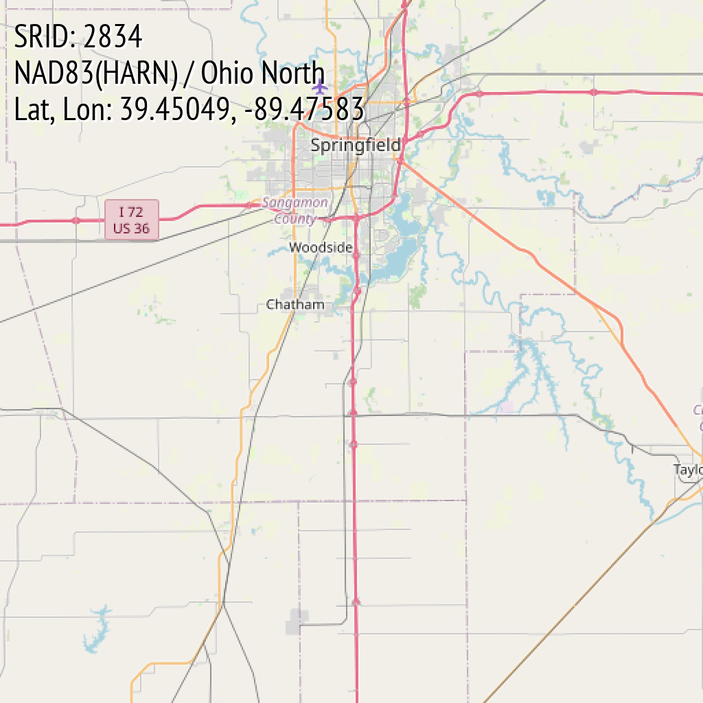 NAD83(HARN) / Ohio North (SRID: 2834, Lat, Lon: 39.45049, -89.47583)