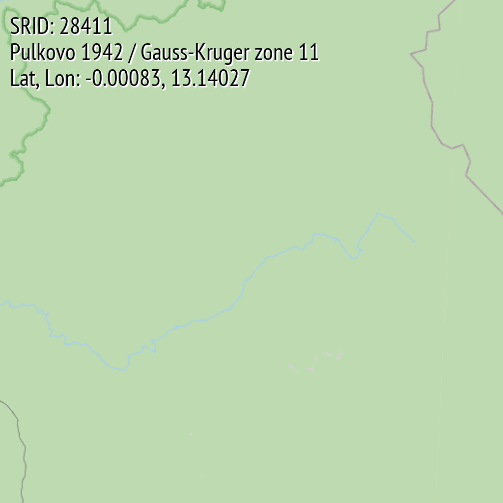 Pulkovo 1942 / Gauss-Kruger zone 11 (SRID: 28411, Lat, Lon: -0.00083, 13.14027)