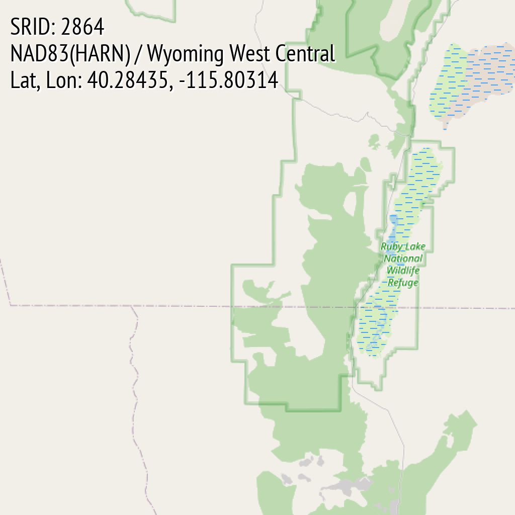 NAD83(HARN) / Wyoming West Central (SRID: 2864, Lat, Lon: 40.28435, -115.80314)