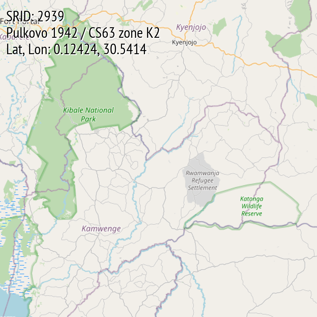 Pulkovo 1942 / CS63 zone K2 (SRID: 2939, Lat, Lon: 0.12424, 30.5414)