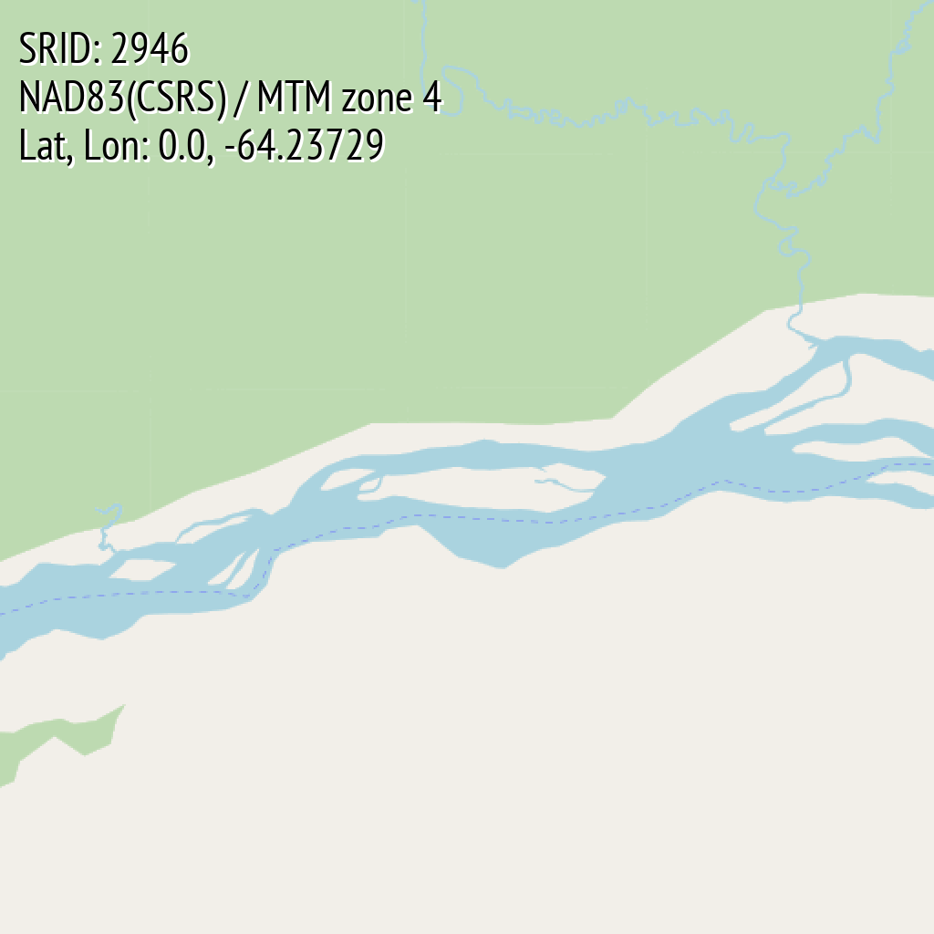 NAD83(CSRS) / MTM zone 4 (SRID: 2946, Lat, Lon: 0.0, -64.23729)