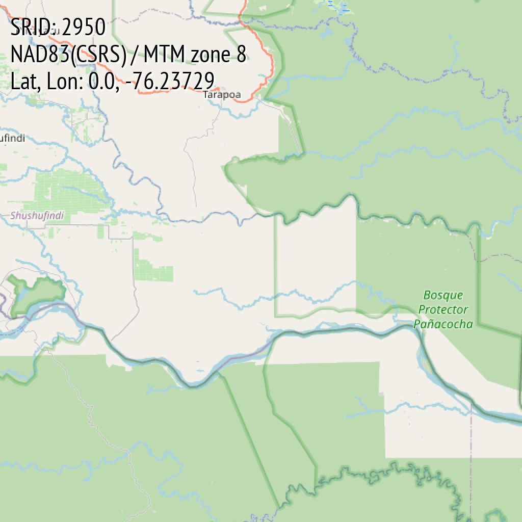 NAD83(CSRS) / MTM zone 8 (SRID: 2950, Lat, Lon: 0.0, -76.23729)
