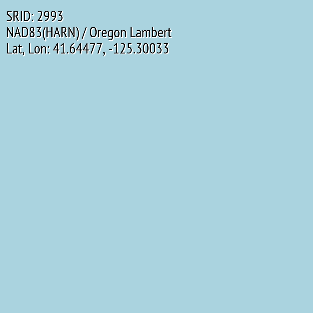 NAD83(HARN) / Oregon Lambert (SRID: 2993, Lat, Lon: 41.64477, -125.30033)