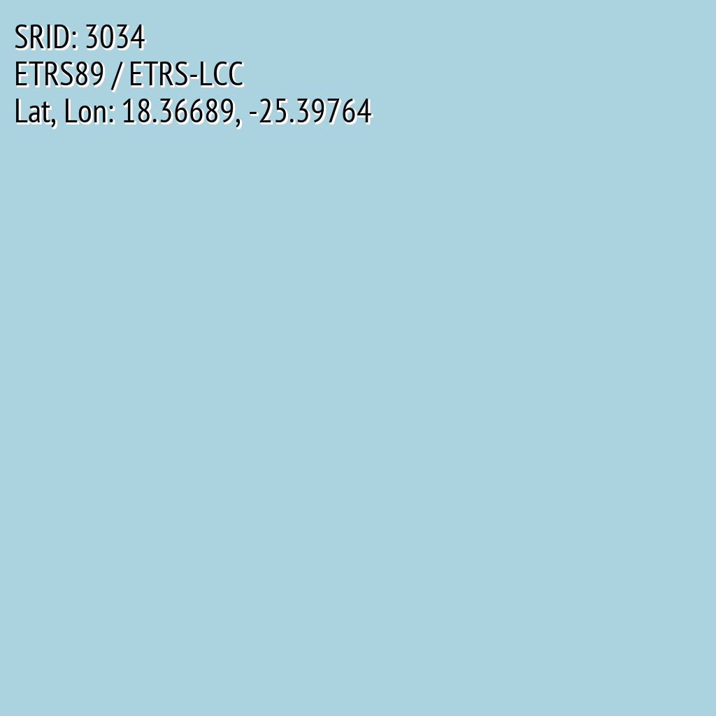 ETRS89 / ETRS-LCC (SRID: 3034, Lat, Lon: 18.36689, -25.39764)